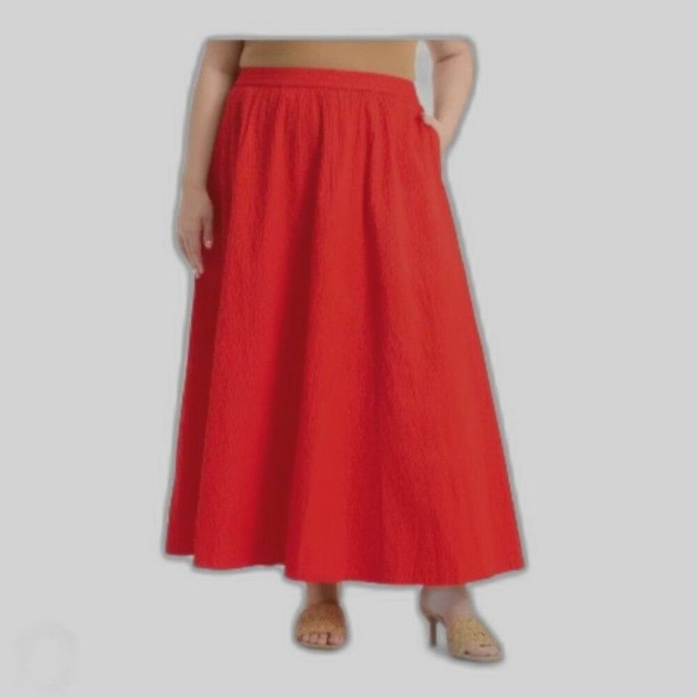 Women's Pleated Midi Skirt -A New Day- Red Size 1X NWT